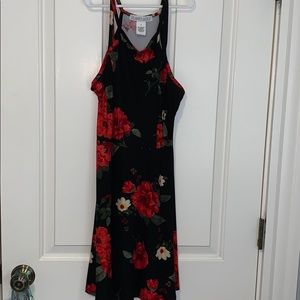 black dress with red flowers